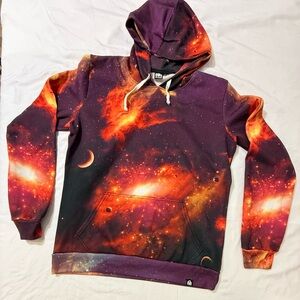 Into The AM Spaceman Galaxy Space Print Colorful Men’s Hoodie, Size Medium